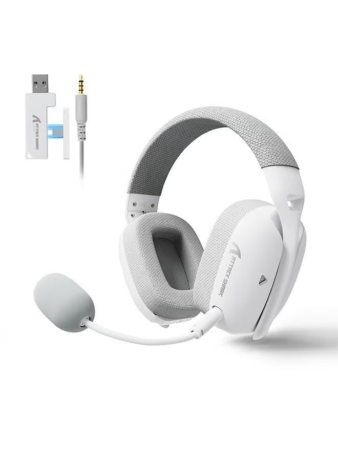 Attack Shark L80PRO Wireless Gaming Headset,Triple- Mode-2.4Ghz/Bluetooth/Wired Gaming Headphone with Mic,Lightseed Tech- Built-in&Detachable Dual Microphone,Lightweight Headphone for PC Mac Switch Win-White - Image 1